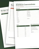 Cover of Printable Recipe Cards and Kitchen Conversion Chart